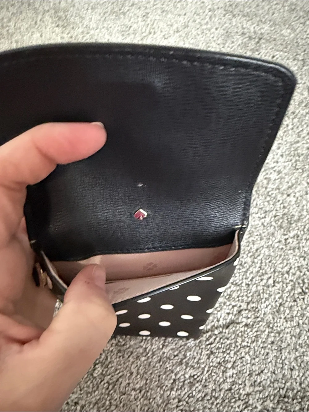 kate spade Black and White Polka Dot Crossbody Phone Pouch